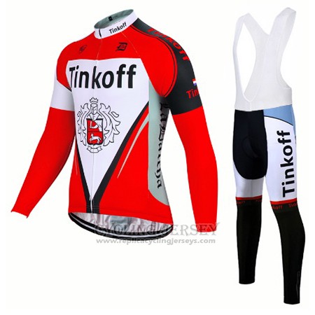 2017 Cycling Jersey Tinkoff Red Long Sleeve and Bib Tight